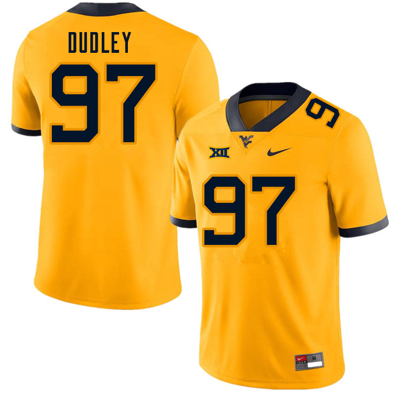 NCAA Men's Brayden Dudley West Virginia Mountaineers Gold #97 Nike Stitched Football College Authentic Jersey PD23Z27QV